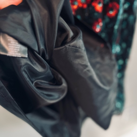 Leslie Fay Sequin Dress Floral Black Red Roses Sleeveless SZ 16 NWT - Picture 10 of 16